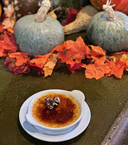 Butternut Squash Creme Brûlée with Fall Pumpkin display